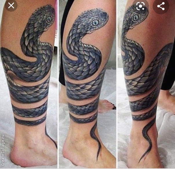 Наколка змея на ноге
