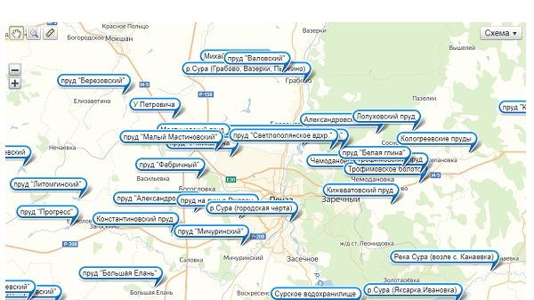 Бесплатная рыбалка в калужской области карта