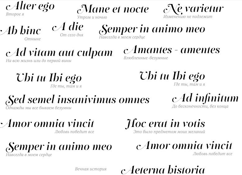Тату надписи на латыни для девушек и мужчин - эскизы, перевод