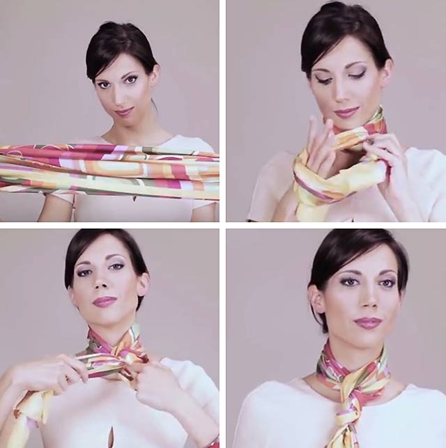 Как завязать платок на платье видео