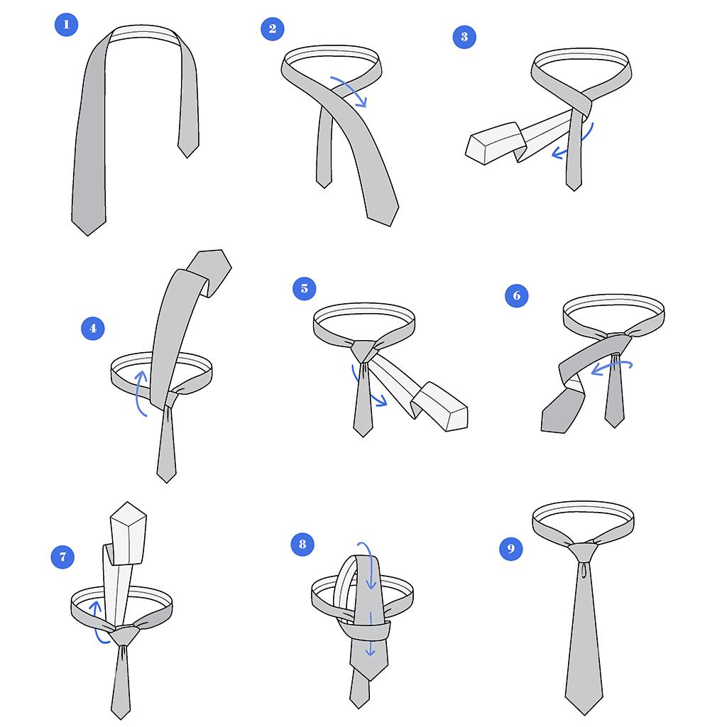 Фото, как завязать галстук пошагово: классический и легкий способ