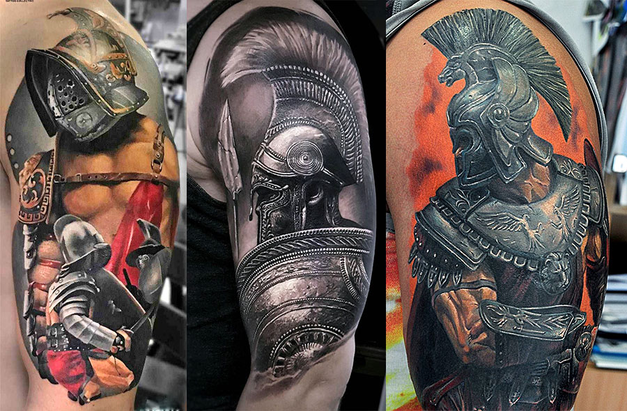 Крутые татуировки гладиатора в разных стилях, значение, фото, видео