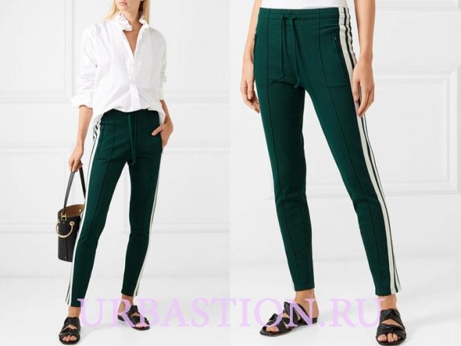 Женские брюки с лампасами: стильные фасоны и расцветки