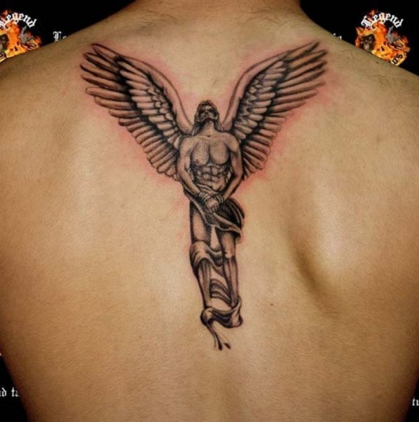 Тату с ангелом: крылья, на спине, ангел и демон, девушка-ангел, ангел-храни...