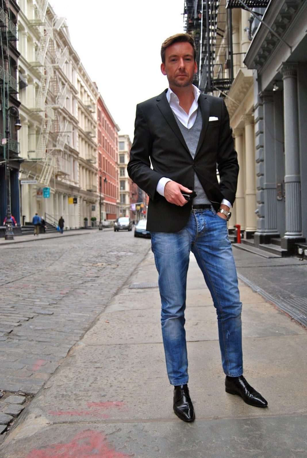 Мужской пиджак под джинсы, модные тенденции этого сезона