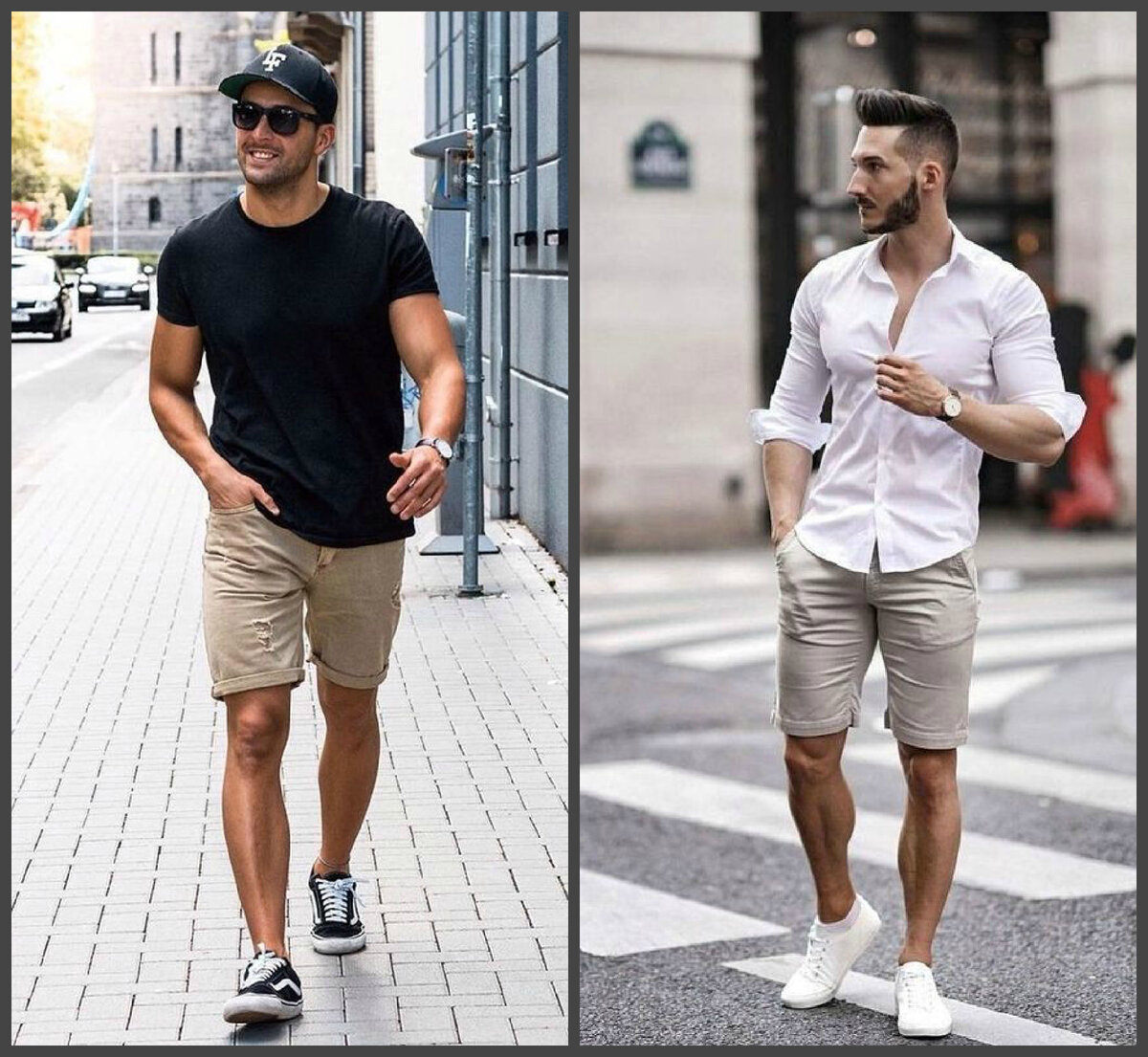 Мужские серые шорты с чем носить