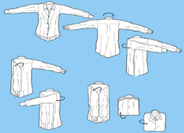 Как сложить рубашку в чемодан чтобы не помялись