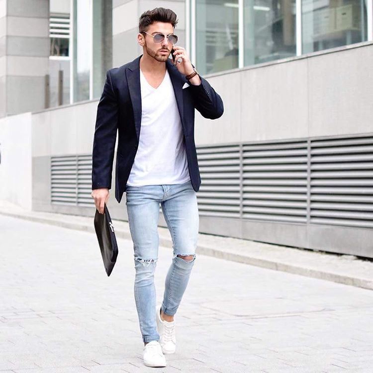 Как носить джинсы с пиджаком: 7 готовых мужских комплектов