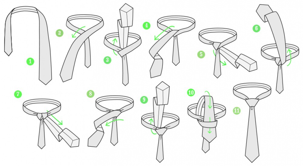 Пошаговая инструкция узла галстука