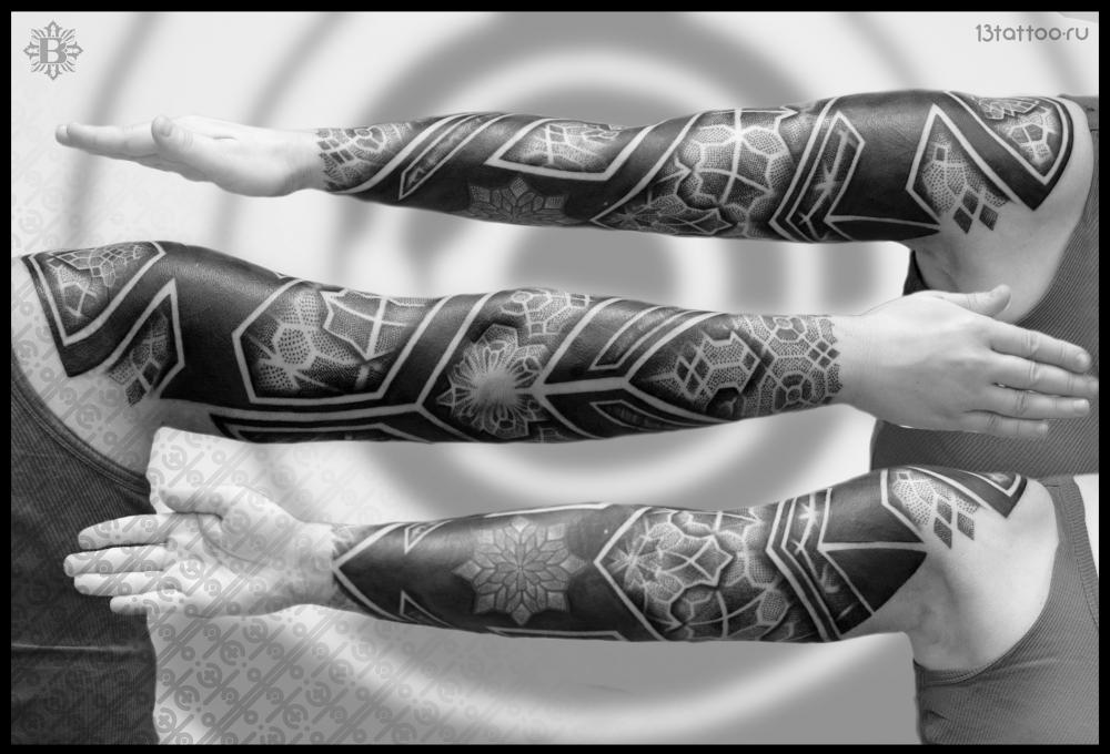 Тату-рукав для мужчин: черно-белые и цветные эскизы, фото