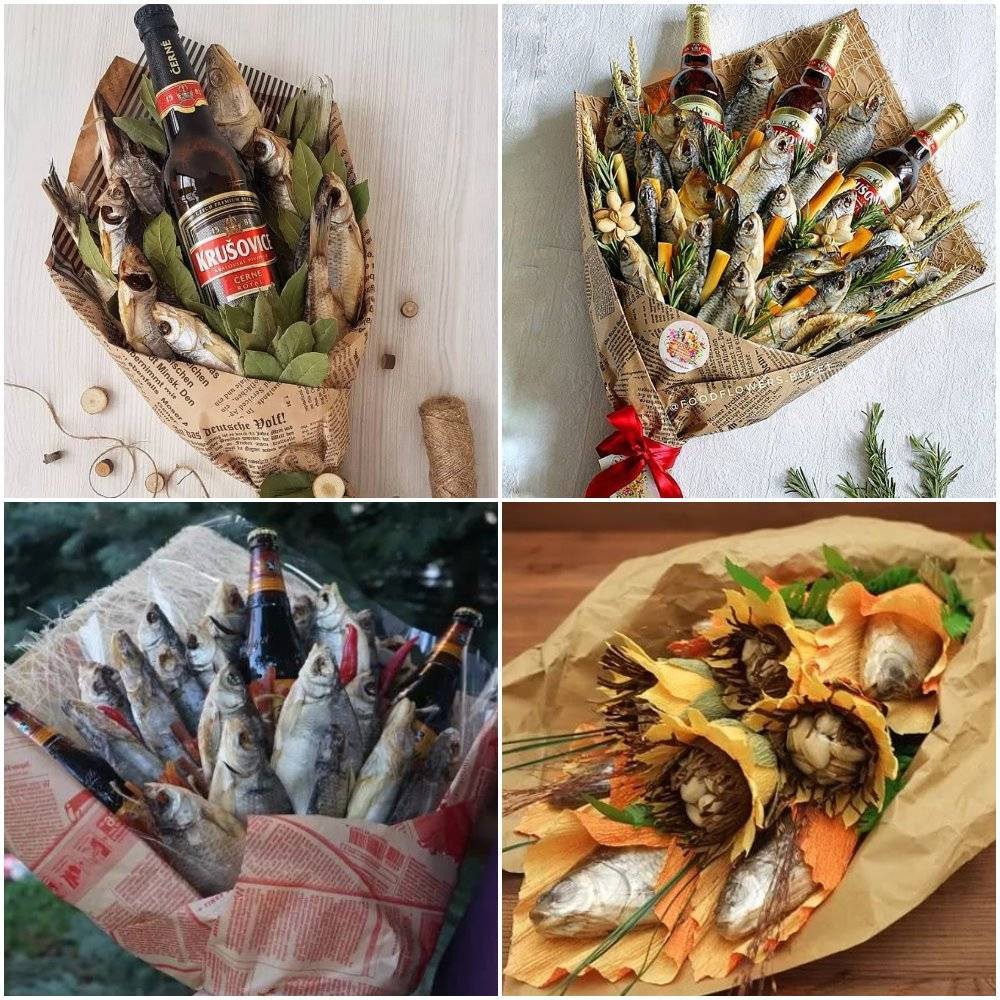 Мужские рыбные букеты – отличный подарок для мужчин Сделать такой букет из воблы или другой рыбы можно своими руками